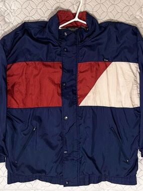 Vintage Dior Men’s Navy, Red & White Colorblock Windbreaker